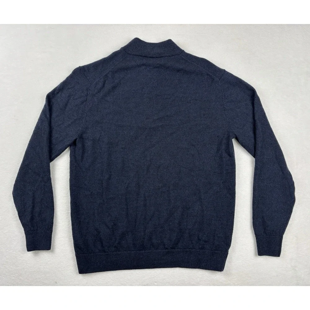Hart Schaffner Marx Extra Fine Merino Wool 1/4 Zip Sweater Navy Large
